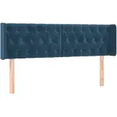 vidaXL Hoofdbord met randen 147x16x78/88 cm fluweel donkerblauw
