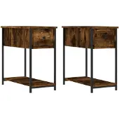 vidaXL Nachtkastjes 2 st 30x60x60 cm bewerkt hout gerookt eikenkleurig