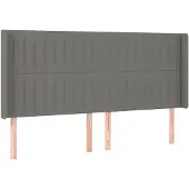 vidaXL Hoofdbord met randen 183x16x118/128 cm stof donkergrijs