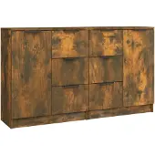 vidaXL Dressoirs 2 st 60x30x70 cm bewerkt hout gerookt eikenkleurig