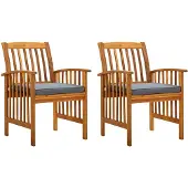 vidaXL Tuinstoelen, 2 stuks met kussens, massief acaciahout