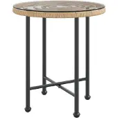 vidaXL Eettafel Ø50 Cm Gehard Glas En Staal Zwart