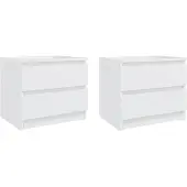 vidaXL Nachtkastjes 2 st 50x39x43,5 cm bewerkt hout wit