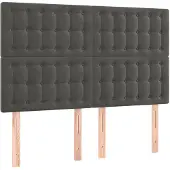 vidaXL Hoofdbord donkergrijs 144x5x118/128 cm Fluweel