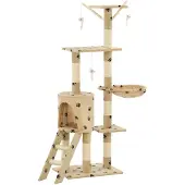 vidaXL Kattenkrabpaal met sisal krabpalen 138 cm pootafdrukken beige