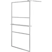 DKD Home Decor Inloopdouchewand met schap 115x195 cm ESG-glas aluminium chroom