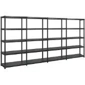 vidaXL Opbergrek 5-laags 366x45,7x185 cm kunststof zwart