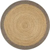 vidaXL Vloerkleed handgemaakt met grijze rand 150 cm jute