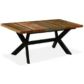 vidaXL Eettafel 180 cm massief gerecycled hout en stalen kruis