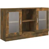 vidaXL Vitrinekast, gerookt eikenfineer, 120x30,5x70 cm, houtvezelplaat
