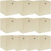vidaXL Opbergboxen 10 st 32x32x32 cm stof crèmekleurig