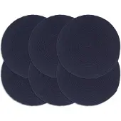 vidaXL Placemats 6 st rond 38 cm katoen effen marineblauw