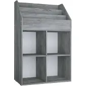 vidaXL Kindertijdschriftenrek 71x30x114 cm bewerkt hout betongrijs