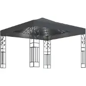 vidaXL Prieel met LED-lichtslinger 3x3 m antracietkleurig