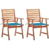 vidaXL Tuinstoelen, 2 stuks met kussens, massief acaciahout