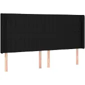 vidaXL Hoofdbord met randen 163x16x118/128 cm stof zwart