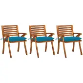 vidaXL Tuinstoelen 3 st met kussens massief acaciahout