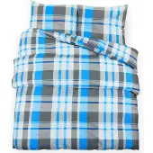 vidaXL Dekbedovertrekset 140x200 cm katoen blauw en grijs