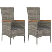 vidaXL Tuinstoelen met kussens, 2 stuks, polyrotan, grijs