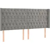 vidaXL Hoofdbord met randen 183x16x118/128 cm fluweel lichtgrijs