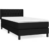 vidaXL Boxspring met matras stof zwart 90x200 cm