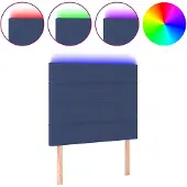 vidaXL Hoofdbord LED 80x5x118/128 cm stof blauw