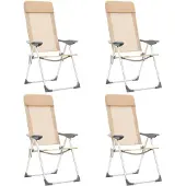 vidaXL Campingstoelen 4 st inklapbaar aluminium crèmewit