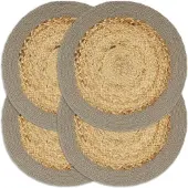 vidaXL Placemats 4 st 38 cm jute en katoen natuurlijk en grijs