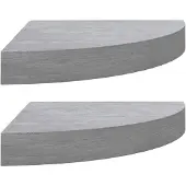 vidaXL Hoekwandschappen 2 st 25x25x3,8 cm MDF betongrijs