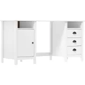 vidaXL Bureau Hill 150x50x74 cm massief grenenhout wit