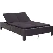 vidaXL Ligbed met kussen 2-persoons poly rattan zwart