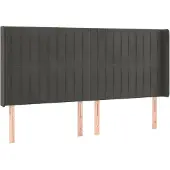 vidaXL Hoofdbord met randen 203x16x118/128 cm fluweel donkergrijs