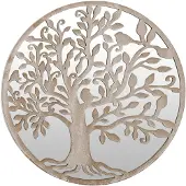 vidaXL Spiegel rond 60x2,5 cm ijzer zandkleurig