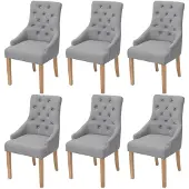vidaXL Eetkamerstoelen 6 stuks lichtgrijs stof en eikenhout online kopen