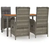 vidaXL 5-delige Tuinset met kussens poly rattan grijs