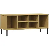 vidaXL Schoenenrek met metalen poten OSLO 106x35x45cm grenenhout bruin
