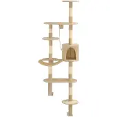 vidaXL Kattenkrabpaal met sisal krabpalen wandmontage 194 cm beige