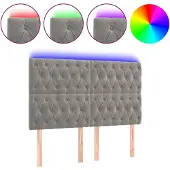 vidaXL Hoofdbord LED 144x7x118/128 cm fluweel lichtgrijs