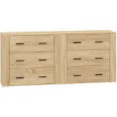 vidaXL Dressoirs 2 st bewerkt hout sonoma eikenkleurig
