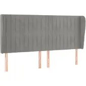 vidaXL Hoofdbord met randen 163x23x118/128 cm fluweel lichtgrijs