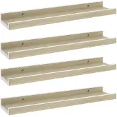 vidaXL Wandschappen 4 st 40x9x3 cm wit en sonoma eikenkleurig