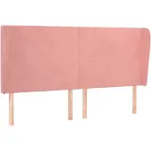 vidaXL Hoofdbord met randen 183x23x118/128 cm fluweel roze
