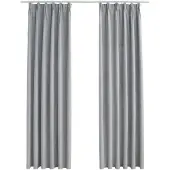 vidaXL Gordijnen verduisterend met haken 2 st 140x225 cm grijs