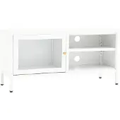 Yiwydaa TV-kast, wit, 90x30x44 cm, staal en glas