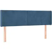 vidaXL Hoofdbord met randen 147x16x78/88 cm fluweel donkerblauw