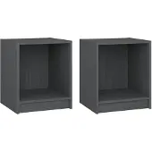 vidaXL Nachtkastjes 2 st 35,5x33,5x41,5 cm massief grenenhout grijs