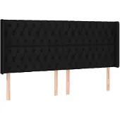 vidaXL Hoofdbord met randen 183x16x118/128 cm stof zwart