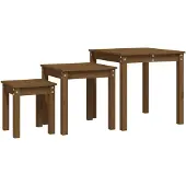 vidaXL Tafeltjesset 3 st massief grenenhout honingbruin