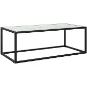 vidaXL Salontafel met wit marmerglas 100x50x35 cm zwart