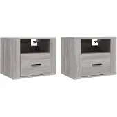 vidaXL Nachtkastjes 2 st wandgemonteerd 50x36x40 cm grijs sonoma eiken